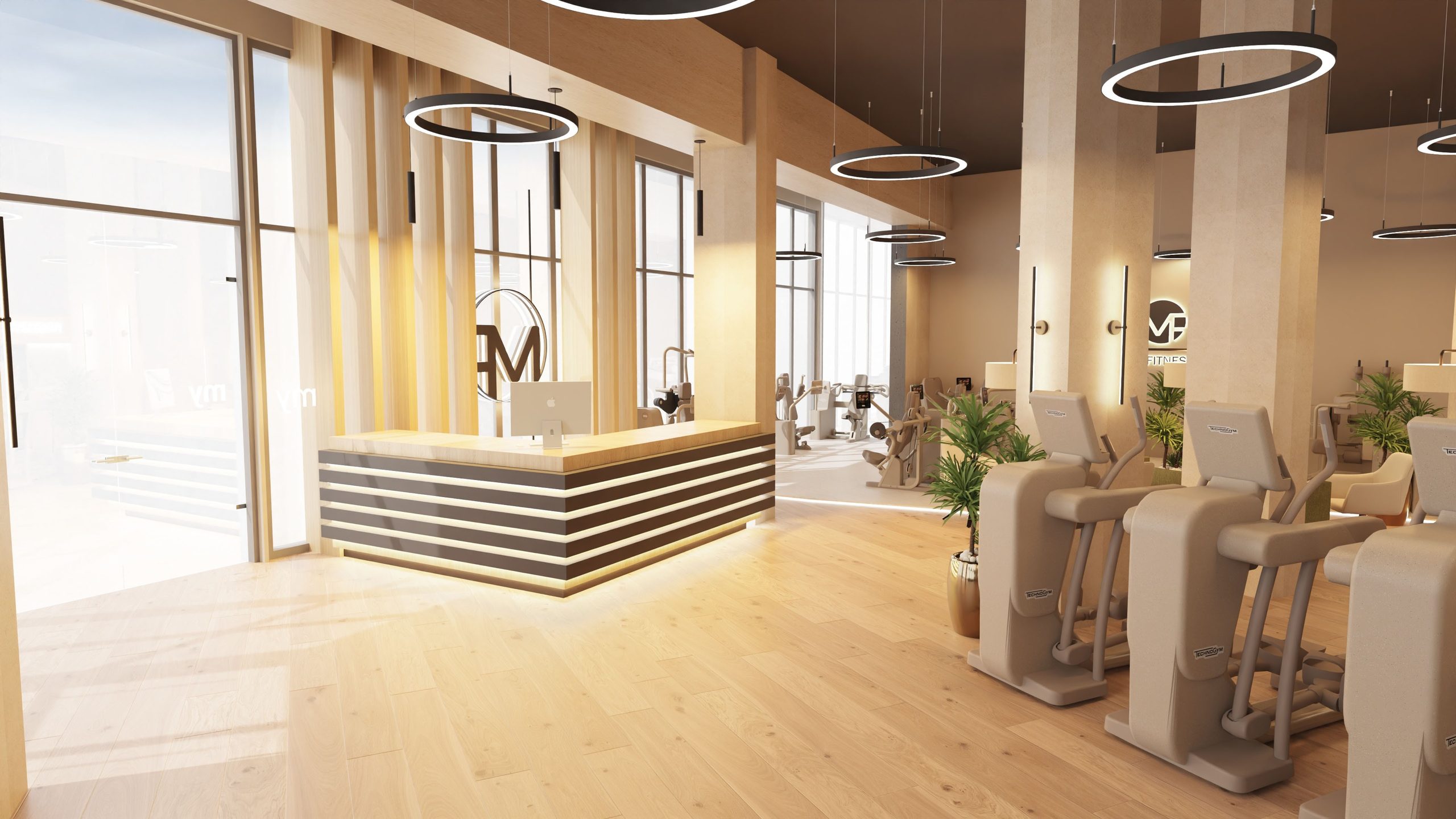 Visualisierung myfitness Graz: Empfang mit Cardiobereich